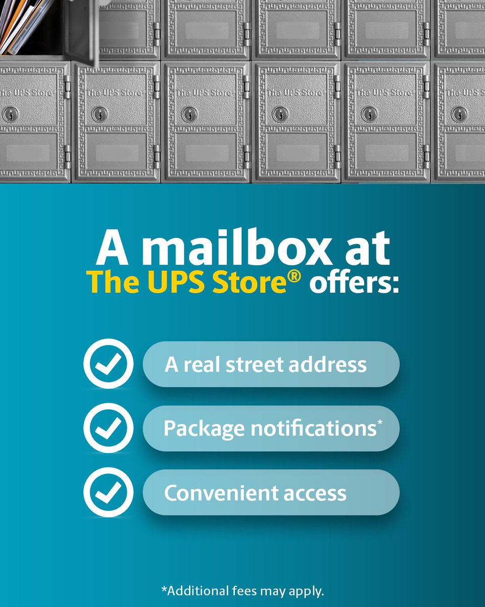 UPSHyattsville's tweet image. Your mail deserves more than just a place to sit.

A mailbox at The UPS Store offers a real street address, package notifications, and convient access designed to fit your busy life.

Discover a better way to manage your mail today.

#TheUPSStore #MailboxServices