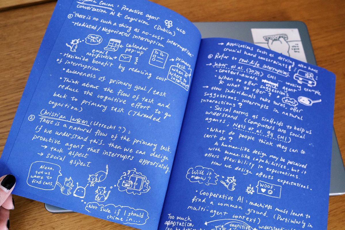 StellaHao2's tweet photo. #iui2025 workshop day.

I heard a delightful talk by Benjamin Cowan on the design of proactive AI agents and I finally started to use my blue notebook. https://t.co/tmMztQ3jWS
