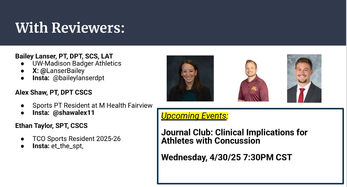 Bailey Lanser, PT, DPT, SCS, LAT (@lanserbailey) on Twitter photo Timely Natty from Badger WHockey last night 😏🦡🏆
Looking forward for this Ice Hockey Journal Club discussion Wednesday night-730pm CST! 🏒 🥅
Still time to register! 🔗 : aaspt.zoom.us/meeting/regist…
<a href="/ET_the_PT/">Ethan Taylor, SPT</a> Timely Natty from Badger WHockey last night 😏🦡🏆
Looking forward for this Ice Hockey Journal Club discussion Wednesday night-730pm CST! 🏒 🥅
Still time to register! 🔗 : aaspt.zoom.us/meeting/regist…
<a href="/ET_the_PT/">Ethan Taylor, SPT</a>