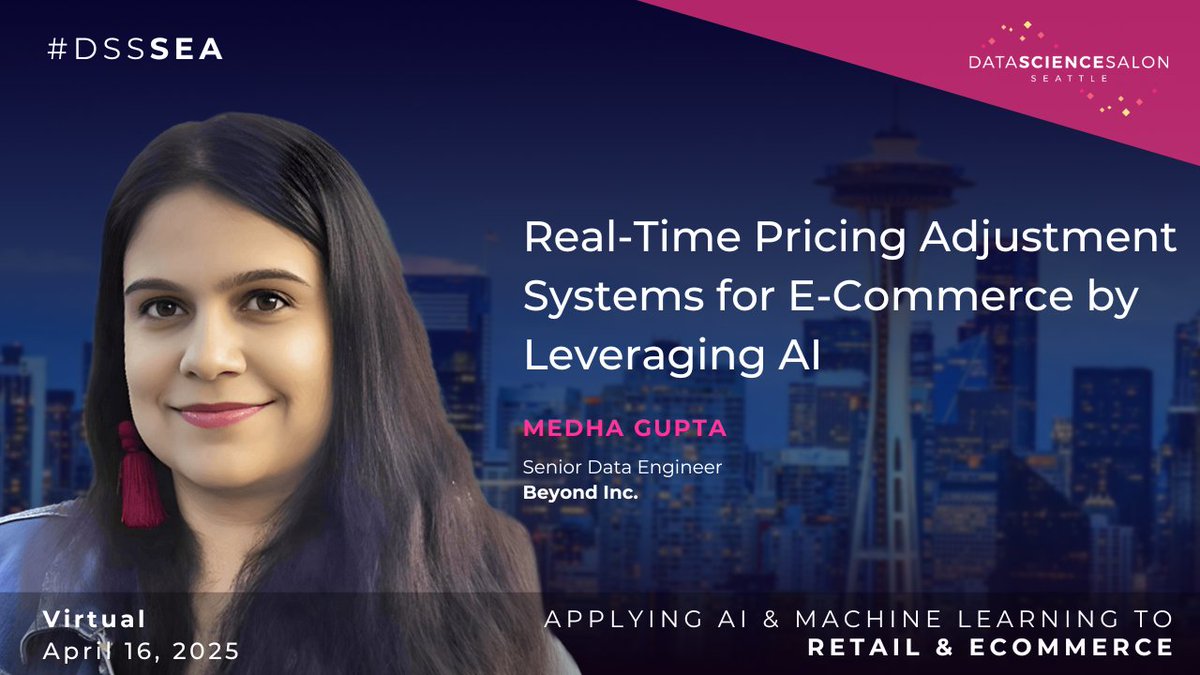 Join Medha Gupta at #DSSSEA to explore how AI-driven real-time pricing systems enhance demand forecasting, optimize scalability &amp; boost revenue. Don't miss this deep dive into intelligent pricing strategies!

📅 Live on April 16th! FREE datascience.salon/seattle/

#AI #DataScience