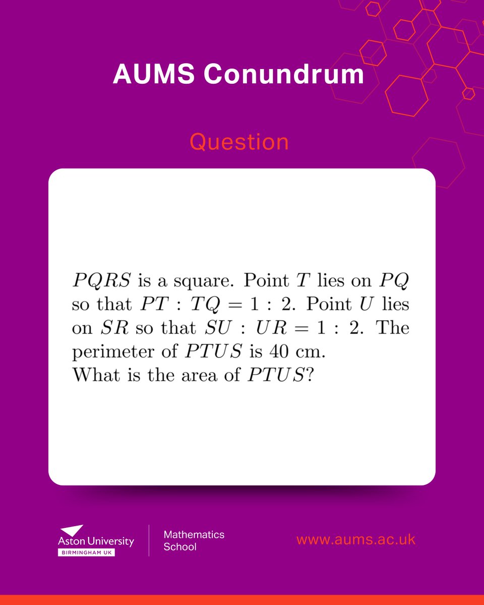 🔢AUMS Weekly Conundrum! 

 New maths challenge for Year 10 &amp; 11 every Monday, no calculator needed! The solution will be revealed on Friday. Can you solve it first?  

#AUMS #MathsChallenge #BrainTeaser #mondaymaths #UMaths