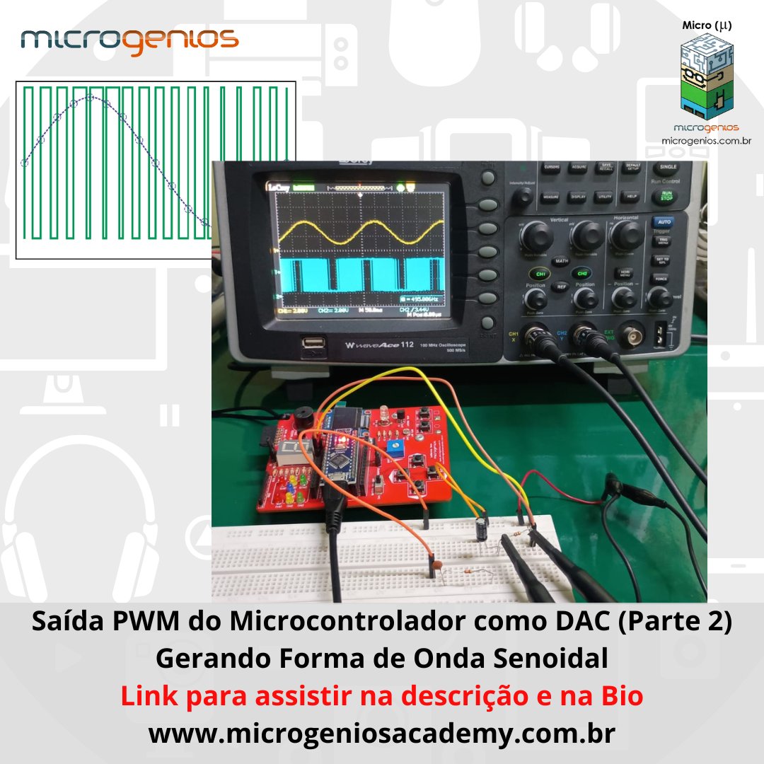 microgenios's tweet image. Saída PWM de Microcontrolador como DAC (Parte 2) - Gerando Forma de Onda Senoidal

Assista agora: youtu.be/CrTxRMfGE58

#microgenios #MicrogeniosAcademy #microcontrolador #IoT #LabGenios #Arduino #eletronica #DAC #senoide #PWM #RaspberryPi #LinguagemC