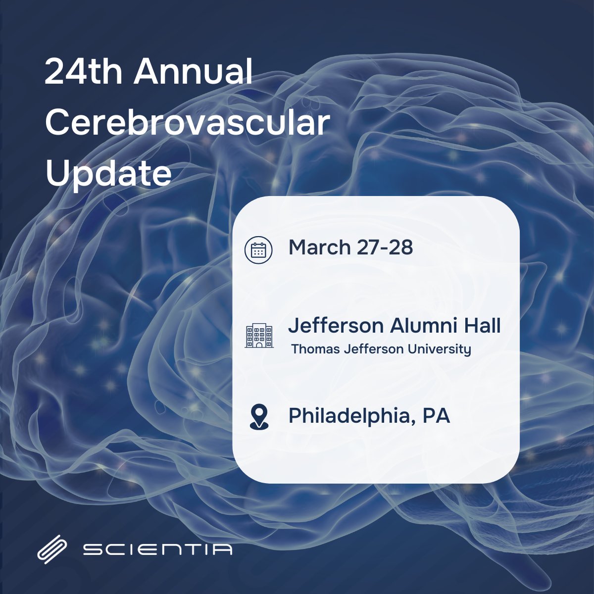 Join us later this week at the 24th Annual Cerebrovascular Update at Thomas Jefferson University in Philadelphia. We’ll be there to offer hands on experiences with our innovative products that treat neurovascular disease. #AccessIsTherapy #ScientiaVascular