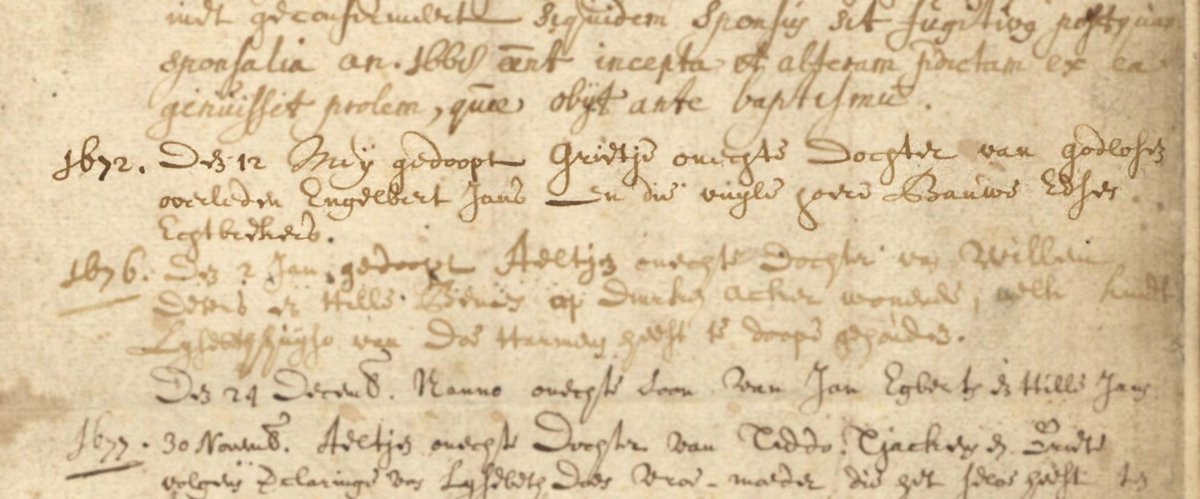Uit het kerkboek van Meeden: '1672 den 12 meij gedoopt Grietje onechte dochter van godlose overleden Engelbert Jans en die vuyle hoere Bauwe Edses echtbrekers.' #lekkerduidelijkwel