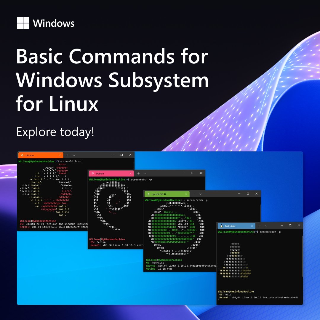 windowsdev's tweet image. 📌 Windows Subsystem for Linux commands cheat sheet!
From seeing a list of the available Linux distributions to setting the default Linux distribution, our guide is full of WSL commands to help streamline your workflow.
Check it out: msft.it/6019qejgD