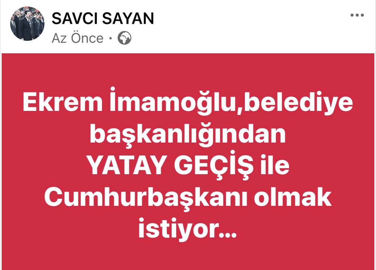 Ekrem İmamoğlu,belediye başkanlığından 
YATAY GEÇİŞ ile Cumhurbaşkanı olmak istiyor…