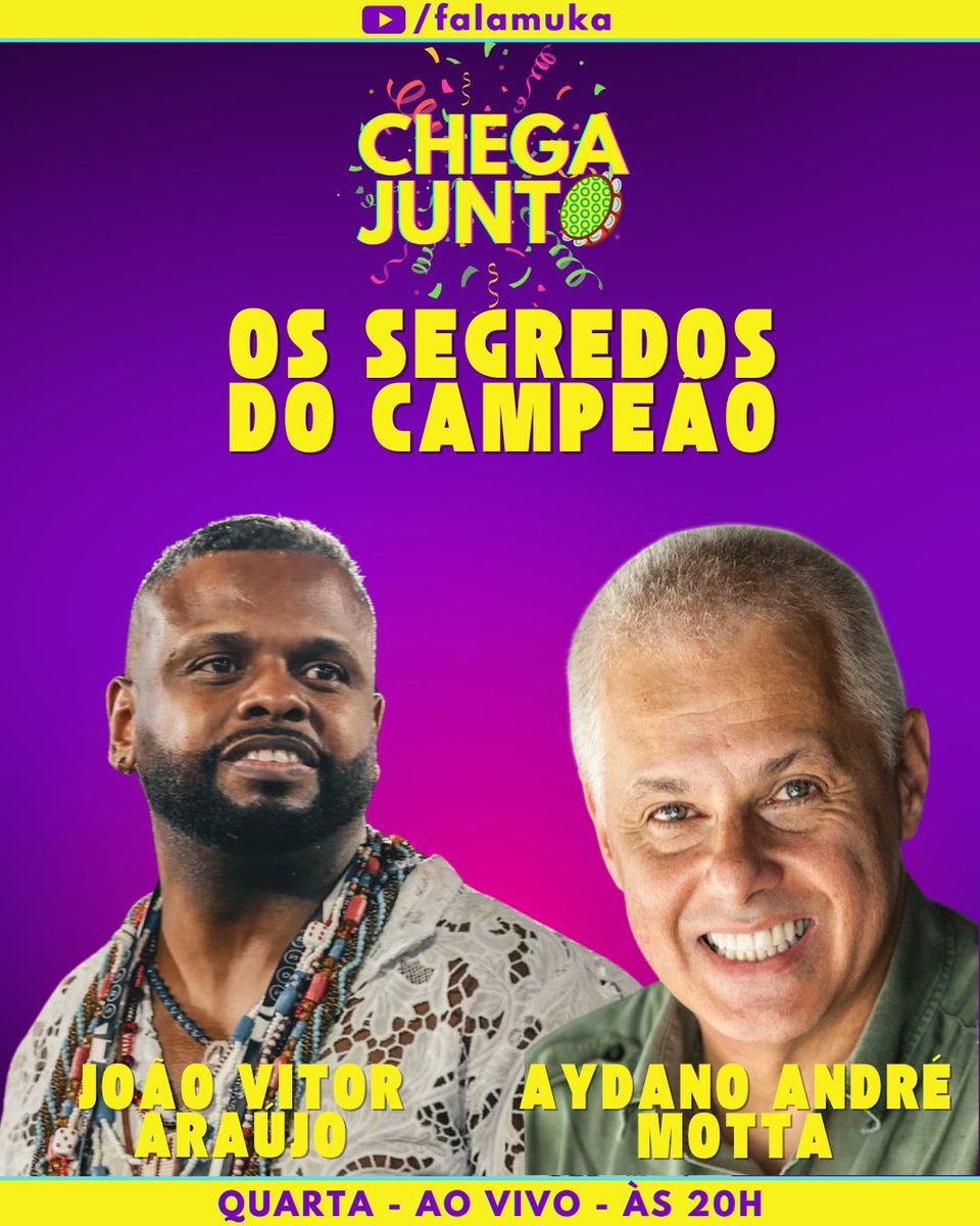 Nesta 4ª eu recebo o campeão do carnaval carioca de 2025, João Vitor Araújo, no Chega Junto. O jornalista <a href="/aydanoandre/">aydano andré motta</a> também participa da conversa e vai me ajudar a desvendar alguns segredos do carnavalesco da Beija-Flor. Espero vocês, ao vivo, a partir das 8 da noite!