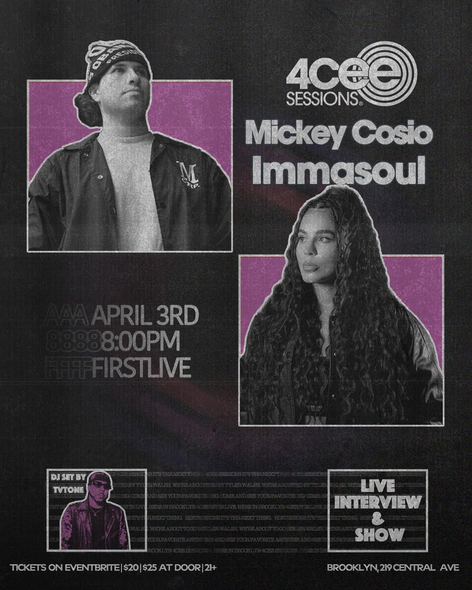 NYC 🗽❤️‍🔥

Nos vemos el 03 abril, para cantarles a lado de <a href="/immasoul_/">immabby</a> 💜

El flow mexa llega a <a href="/4CeeSessions/">4Cee Sessions</a> 🇲🇽

Mi primera vez cantando fuera de mi país y no puedo estar mas contento.

Tickets 🎫

eventbrite.com/e/4cee-session…