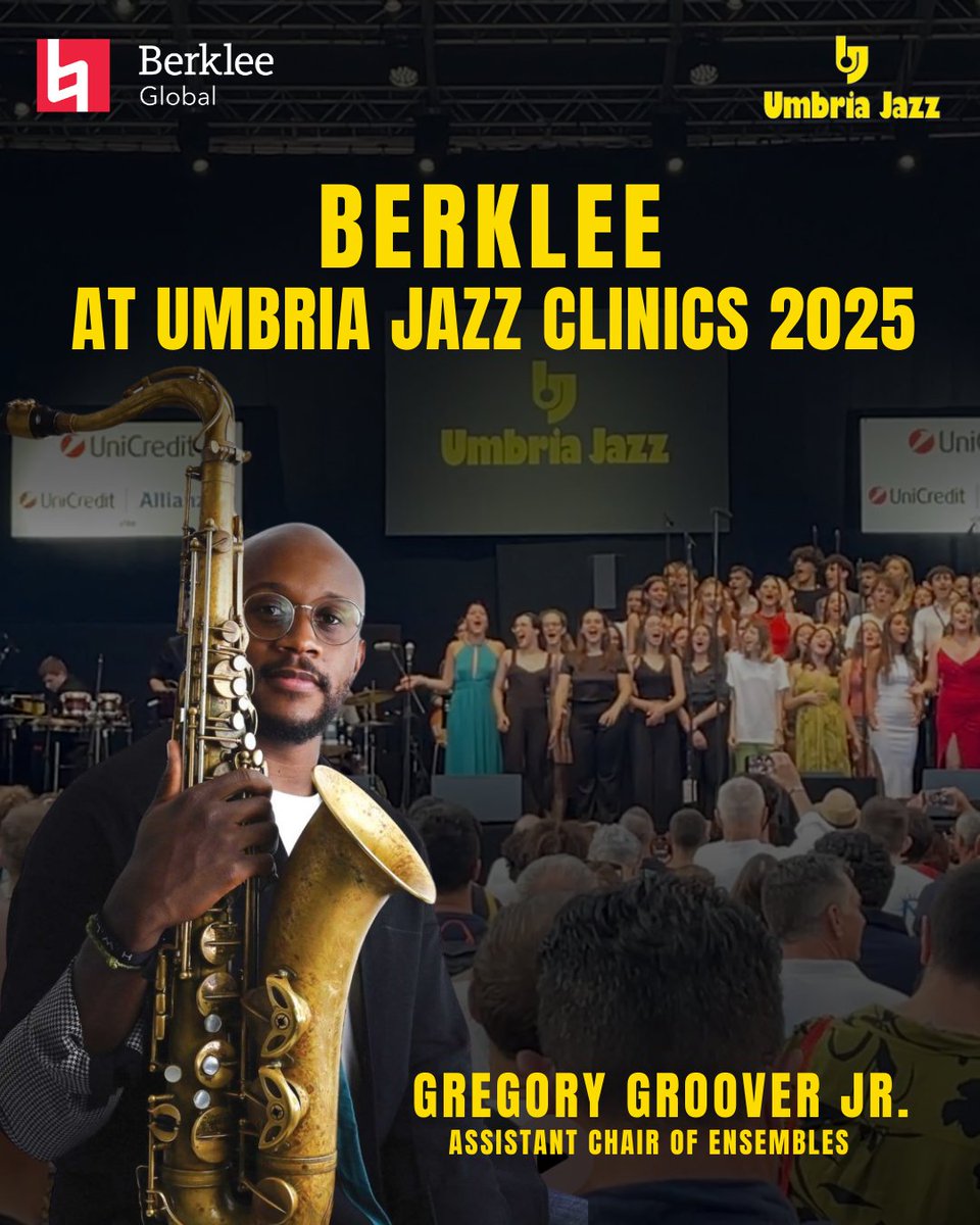 🇮🇹 We are excited to introduce Gregory Groover who will be part of our faculty team traveling for the 2025 Berklee at Umbria Jazz Clinics!
APPLY NOW🔗: berklee.edu/berkleeonthero…

#italy #umbria #berklee #berkleecollegeofmusic #berkleeontheroad #berkleeglobal