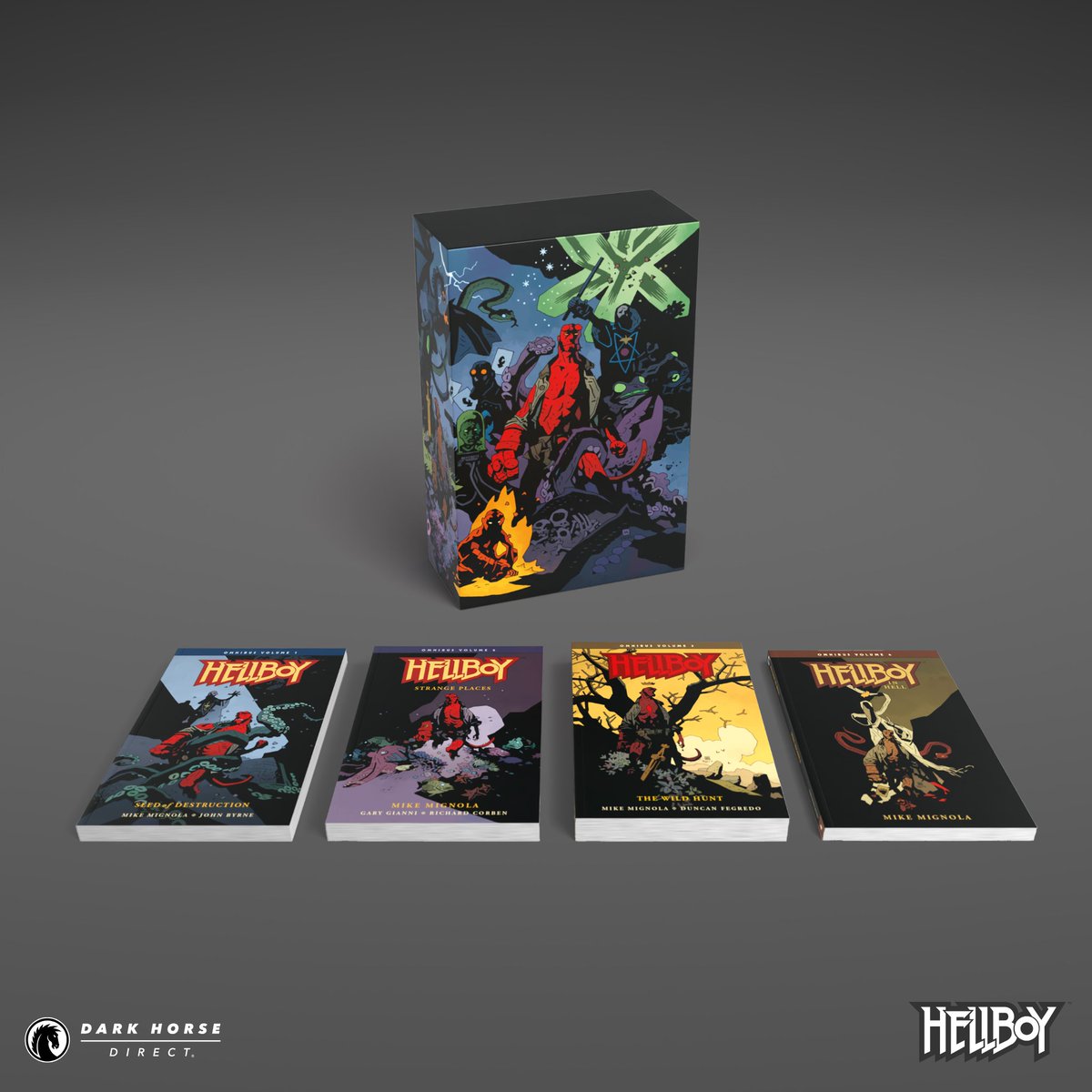 DarkHorseDirect's tweet photo. Four Hellboy omnibuses, one legendary collection! Featuring an exclusive slipcase designed by @artofmmignola and expertly colored by Dave Stewart, this boxed set awaits your collection! https://t.co/3rpLrSVsXW
@darkhorsecomics #Hellboy #hellboycomics https://t.co/Mh08nLuEk0