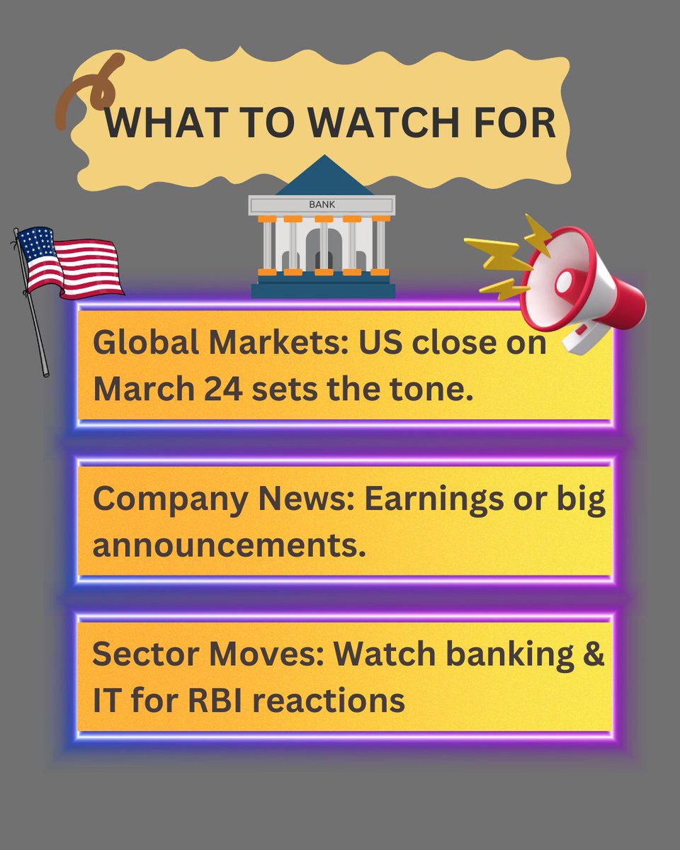 _stockmarketips's tweet photo. What’s in store for March 25, 2025?

DISCLAIMER: For education only, not financial advice. Consult an advisor before investing

#StockMarket #Investing
#IndianStockMarket #NSE #BSE #StockMarketNews #InvestmentTips #FinancialEducation #MarketInsights #StockTrading https://t.co/giXYCMIGHX