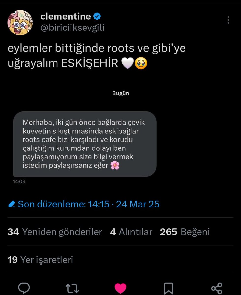 Eskişehir'de destek olan yerler

Gibi kafe 
Adımlar kafe
Fakülte Eskişehir 
Roots kafe
Boston Drink Desert
Salih Usta Kokoreç