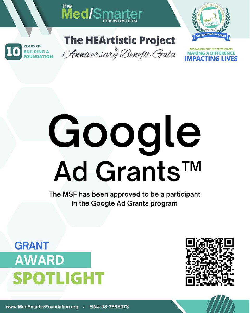 🎉 Big news! <a href="/MedSmarterFdn/">The MedSmarter Foundation</a> has been awarded #GoogleAdGrants!

This will help us reach more #medstudents &amp; #IMGs with #scholarships, #mentorship &amp; support to overcome systemic barriers. 🌍💙

Learn how you can get involved: medsmarterfoundation.org

#MedEd #MedTwitter #FutureDoc