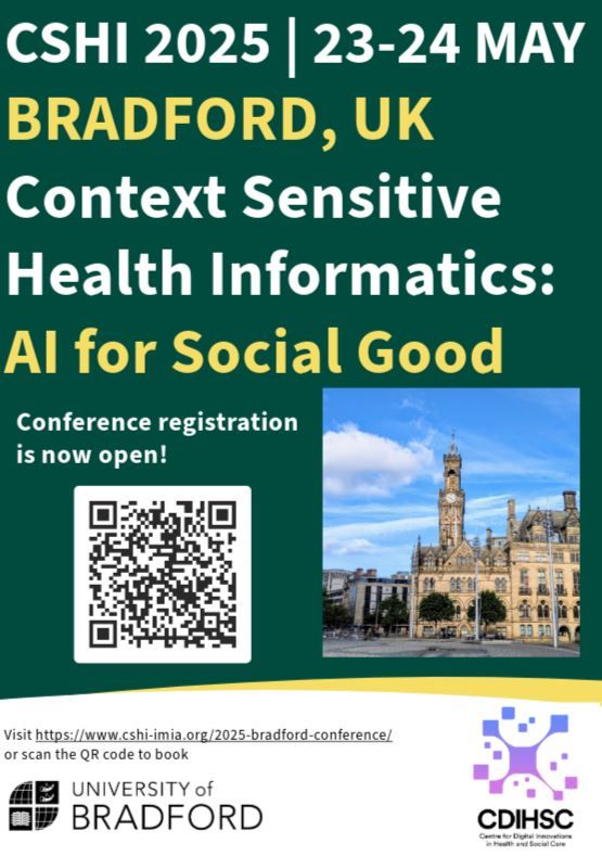 Prof Rebecca Randell (@hciforhealthit) on Twitter photo Attending <a href="/EFMI/">European Federation for Medical Informatics</a> MIE 2025? Extend your stay in the UK by joining Context Sensitive Health Informatics and have a weekend in the UK City of Culture <a href="/bradford2025/">Bradford 2025</a>! cshi-imia.org/2025-bradford-… Attending <a href="/EFMI/">European Federation for Medical Informatics</a> MIE 2025? Extend your stay in the UK by joining Context Sensitive Health Informatics and have a weekend in the UK City of Culture <a href="/bradford2025/">Bradford 2025</a>! cshi-imia.org/2025-bradford-…