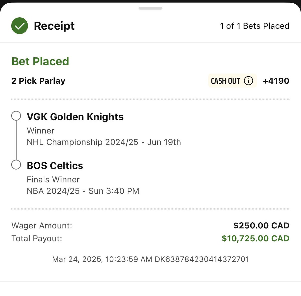 terry_tuffin's tweet photo. Futures for playoffs!! #vegasborn #differenthere #betting #futurebets https://t.co/P7p14l3WG4