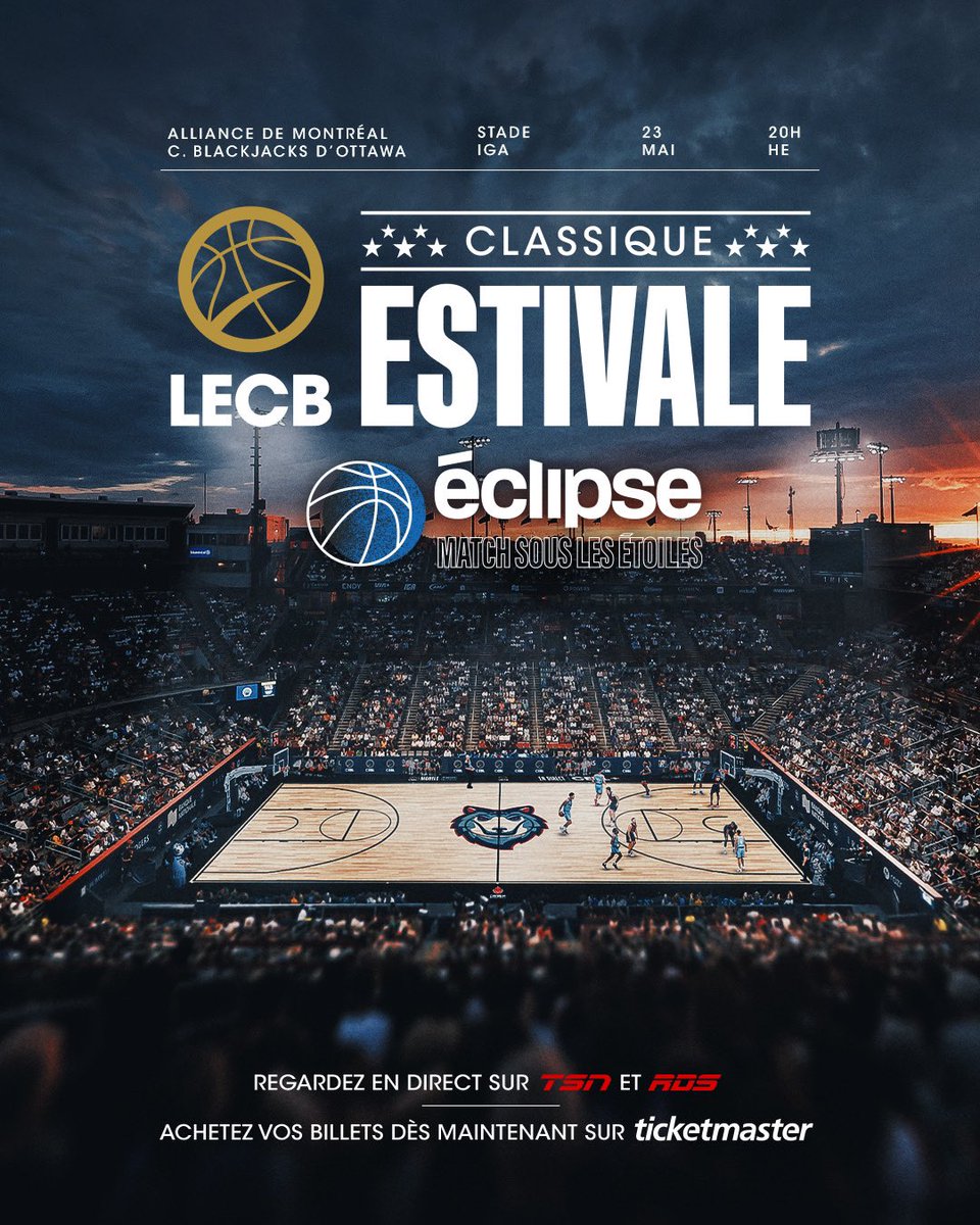 Une première au Canada! 🔥

Fais partie de l’histoire et achète tes billets pour Éclipse : Match sous les étoiles pour assister au tout premier match professionnel de basketball 5x5 en plein air au Canada! 

Billets dès 25$ 🎟️⬇️
alliancemontreal.ca/eclipse

#ÉclipseMTL #RepMTL