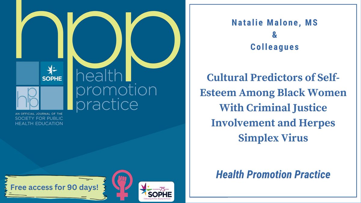 TheHPPJournal (@thehppjournal) on Twitter photo In observance of Women's History Month, enjoy this original work investigating health disparities and health services utilization among Black women with justice involvement.
journals.sagepub.com/share/SFWP4AMZ…
<a href="/LaNitaSWright/">LaNita Wright</a> <a href="/SOPHEtweets/">SOPHE</a> @SagehealthInfo <a href="/JeanMBreny/">Jean M Breny, PhD</a> In observance of Women's History Month, enjoy this original work investigating health disparities and health services utilization among Black women with justice involvement.
journals.sagepub.com/share/SFWP4AMZ…
<a href="/LaNitaSWright/">LaNita Wright</a> <a href="/SOPHEtweets/">SOPHE</a> @SagehealthInfo <a href="/JeanMBreny/">Jean M Breny, PhD</a>