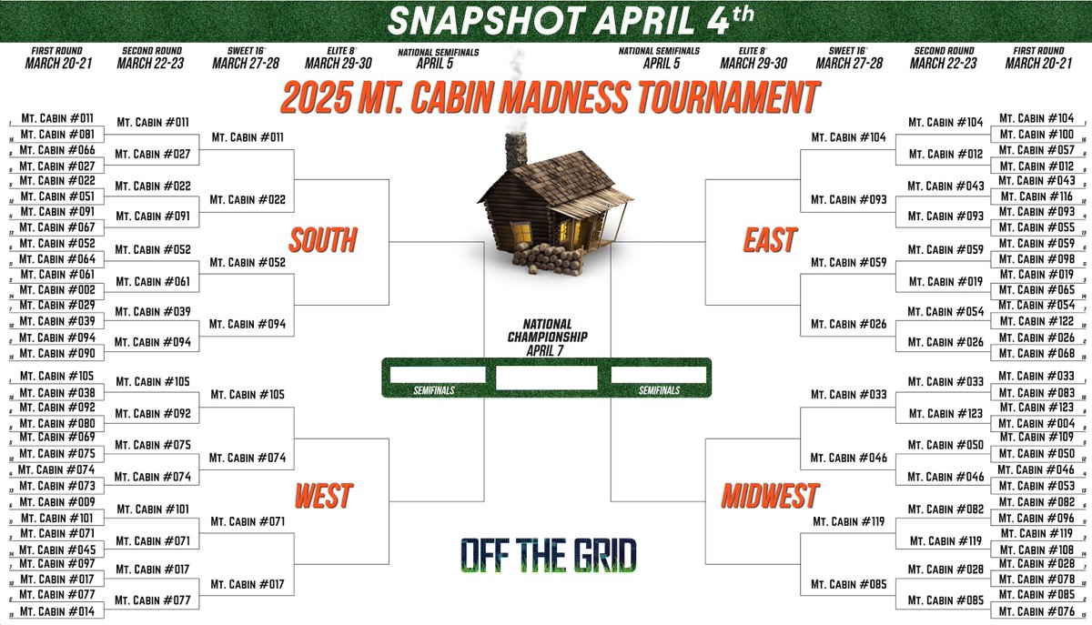 OfftheGrid_NFT's tweet photo. 🏀 Sweet 16 Mt Cabins are Set! 🏀 https://t.co/87qmttppEf