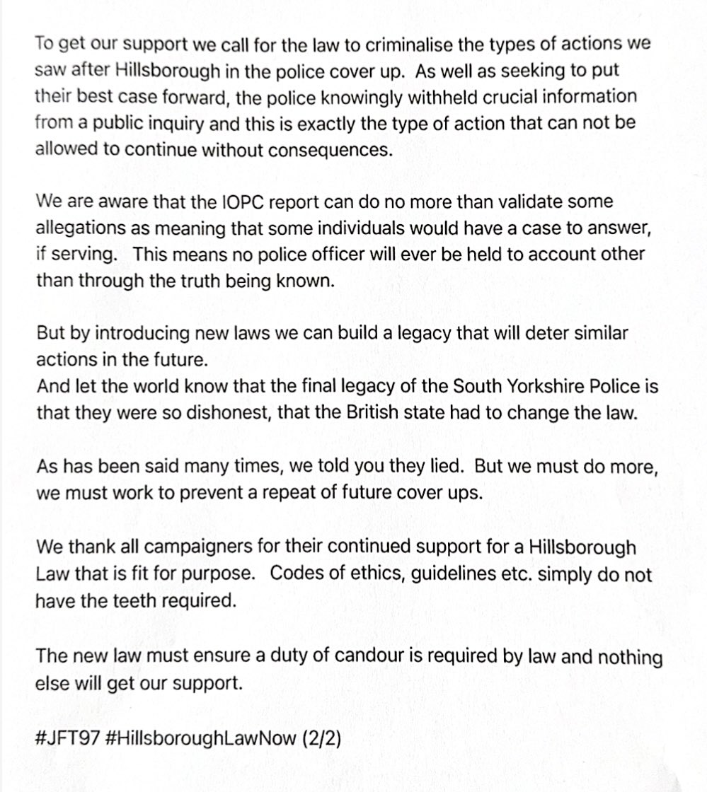 Statement from The Hillsborough Survivors Association (HSA) regarding the imminent release of the long-awaited <a href="/policeconduct/">Independent Office for Police Conduct (IOPC)</a> report into the unlawful killings by South Yorkshire Police at Hillsborough on 15 April 1989 &amp; the subsequent cover-up / national scandal…..