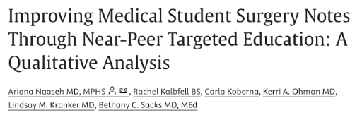 Kerri Ohman, MD (@kerriohmanmd) on Twitter photo New in <a href="/JSurgRes/">Journal of Surgical Research</a>! <a href="/ariananaaseh/">Ariana Naaseh, MD, MPHS</a> and <a href="/rachelkalbfell/">Rachel Kalbfell</a> explore how near-peer teaching enhances medical notes: sciencedirect.com/science/articl… #MedEd #Surgery <a href="/washusurgres/">General Surgery Residency at WashU Medicine</a> New in <a href="/JSurgRes/">Journal of Surgical Research</a>! <a href="/ariananaaseh/">Ariana Naaseh, MD, MPHS</a> and <a href="/rachelkalbfell/">Rachel Kalbfell</a> explore how near-peer teaching enhances medical notes: sciencedirect.com/science/articl… #MedEd #Surgery <a href="/washusurgres/">General Surgery Residency at WashU Medicine</a>