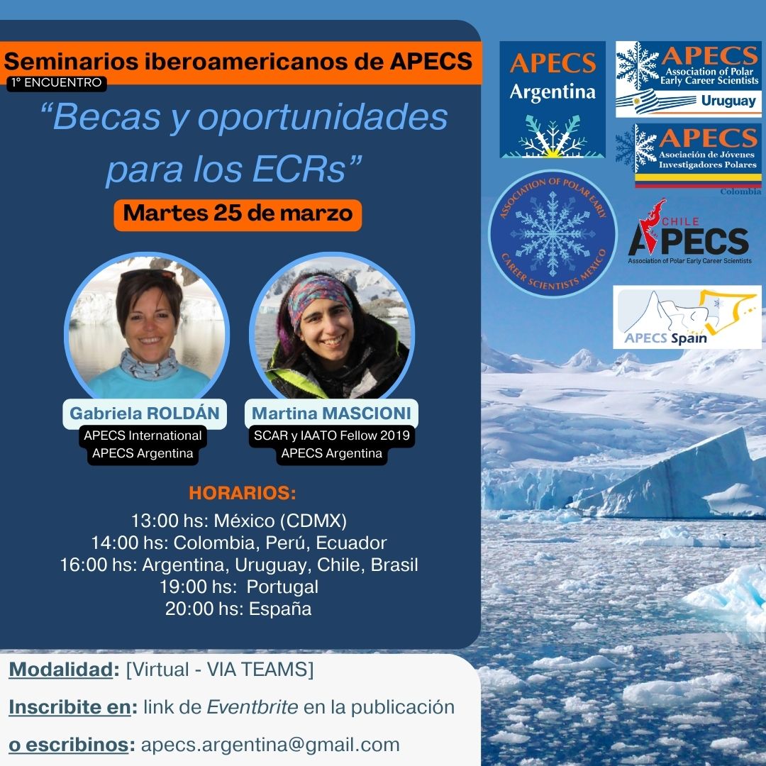 AlpioCosta's tweet image. 📢 ¡Llega el 1° Encuentro de los Seminarios Iberoamericanos de APECS! 🌎❄️

🔹 Tema: &quot;Becas y oportunidades para los ECRs&quot;

🗓 Martes 25 de marzo | 💻 Virtual (VIA TEAMS)

📌 Inscripción gratuita ➡️ Link en bio o eventbrite.ca/e/seminarios-i…

¡No te lo pierdas! 🔬🌍✨

 #APECS #ECRs