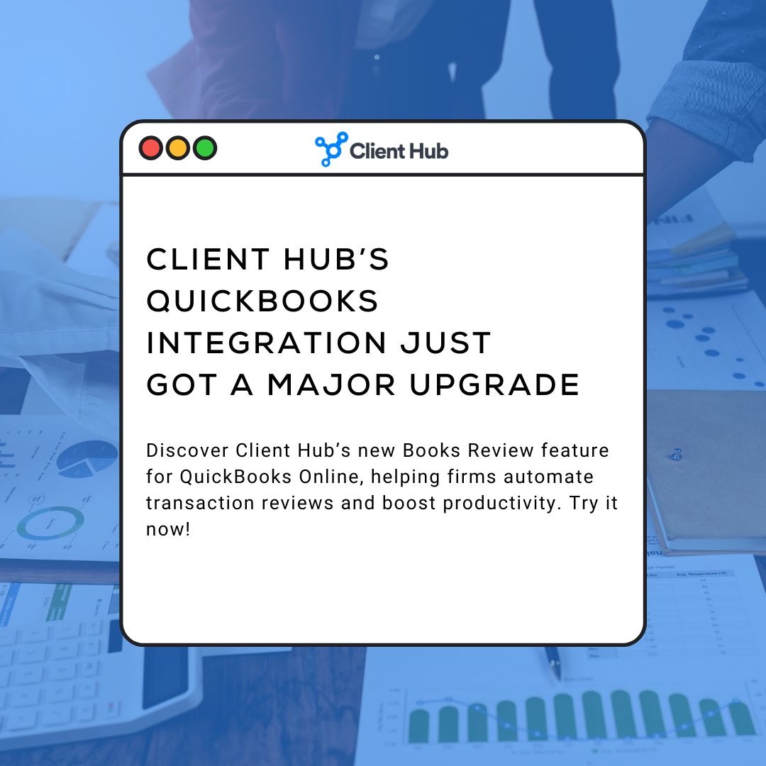 ClientHubApp's tweet image. New feature alert: Client Hub + QBO Books Review is here! Review books, flag issues, and collaborate with clients—without email chaos. See how: clienthub.app/blog/client-hu…

#ClientHub #NewFeatureAlert #WorkflowManagement