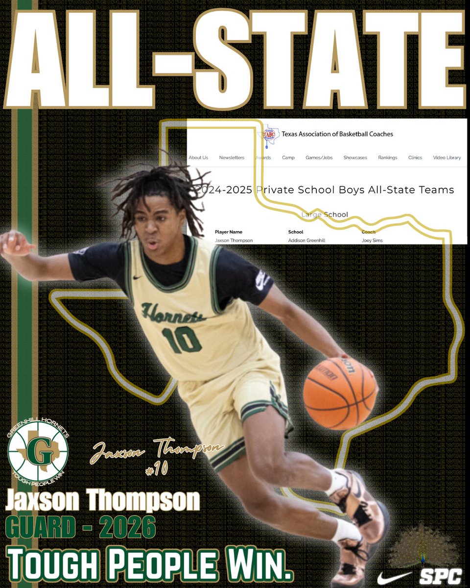 Greenhill Basketball (@greenhillmbb) on Twitter photo A pair of Hornets make the Texas Association of Basketball Coachesā (TABC) All-State team
Dillon Watt ā25 (ARMY)
<a href="/DillonWatt2025/">Dillon Watt</a>
15.8 PPG
4.2 APG
3.7 RPG
2.9 SPG
Jaxson Thompson ā26 (uncommitted)
<a href="/jaxsonthompson_/">Jaxson Thompson</a>
19.2 PPG
5.7 RPG
3.5 APG
1.7 SPG
#ToughPeopleWin A pair of Hornets make the Texas Association of Basketball Coachesā (TABC) All-State team
Dillon Watt ā25 (ARMY)
<a href="/DillonWatt2025/">Dillon Watt</a>
15.8 PPG
4.2 APG
3.7 RPG
2.9 SPG
Jaxson Thompson ā26 (uncommitted)
<a href="/jaxsonthompson_/">Jaxson Thompson</a>
19.2 PPG
5.7 RPG
3.5 APG
1.7 SPG
#ToughPeopleWin