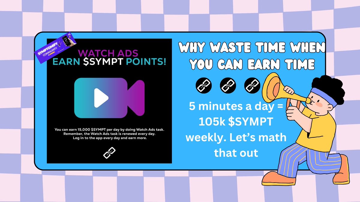 chivencobi89's tweet photo. Daily Earnings Alert!
Watch ads and collect 15,000 $SYMPT Points every day.
Make it a daily habit to maximize your rewards.
#Symptomify #TelegramBot https://t.co/tQ1RWZV2lc