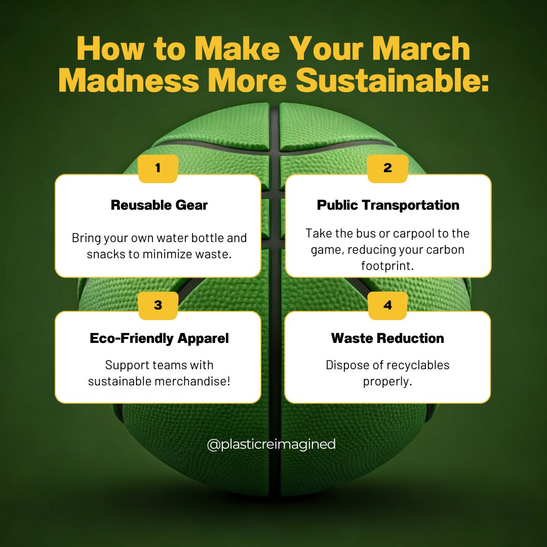 🌱🏀 March Madness, Green Edition! The excitement of March Madness will heat up, but don't forget the importance of sustainability. From eco-friendly stadiums to green game-day gear, let's cheer for our teams AND the planet! 🌍 #MarchMadness #SustainableMarchMadness