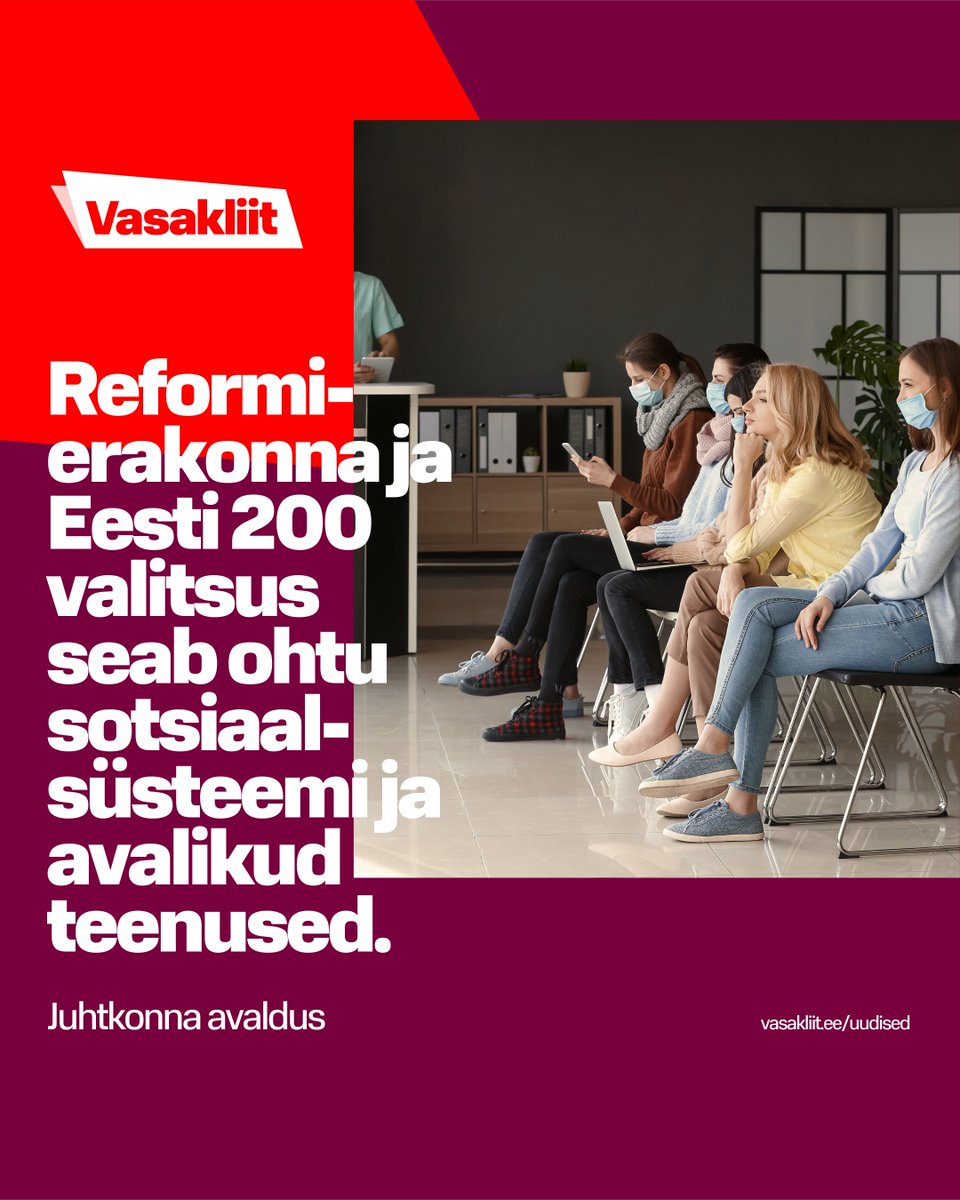 🚩 Eesti Vasakliit ei toeta ametisseastunud valitsust ning mõistab hukka uue võimuliidu alusleppe, mis seab ohtu avalikud teenused ja Eesti inimeste toimetuleku.

🔗 Loe täispikka avaldust meie veebist: vasakliit.ee/uudised/valits…