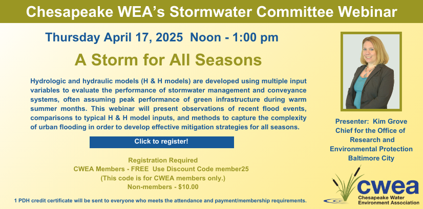 ChesapeakeWEA (@chesapeakewea) on Twitter photo Please Register to attend April's Stormwater Committee Webinar with Kim Grove.  
Click Here:  register.gotowebinar.com/register/19581… Please Register to attend April's Stormwater Committee Webinar with Kim Grove.  
Click Here:  register.gotowebinar.com/register/19581…