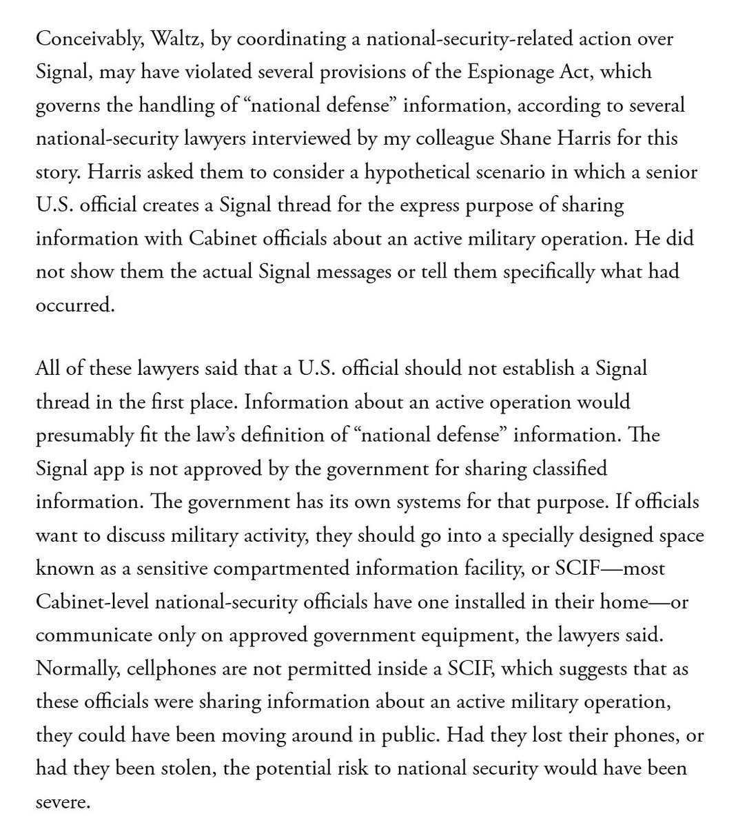 Trump's Cabinet used a Signal group chat for Yemen war planning discussions that included classified information, and we only know about it because they accidentally added the EIC of The Atlantic. Mind-bogglingly bonkers story with serious implications. bit.ly/4hKjsMa