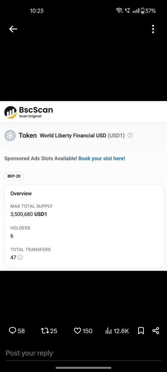 arjunparekh11's tweet photo. BREAKING💥

TRUMP’S WORLD LIBERTY HAS DEPLOYED A STABLECOIN NAMED $USD1, ON BNBCHAIN. 

GREAT ACHIEVEMENT FOR $BNB🚀💵 https://t.co/Ey48pHjZnC