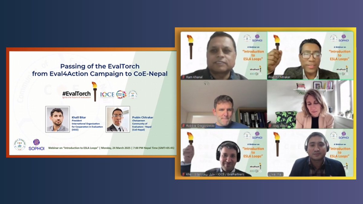🔥New stop for the #EvalTorch!

<a href="/IOCE_eval/">IOCE_eval</a> President Khalil Bitar relayed the EvalTorch to <a href="/coe_nepal/">Community of Evaluators-Nepal (CoE-Nepal)</a>

Let the EvalTorch catalyze discussions at your next evaluation event⚡eval4action.org/evaltorch
#Eval4Action