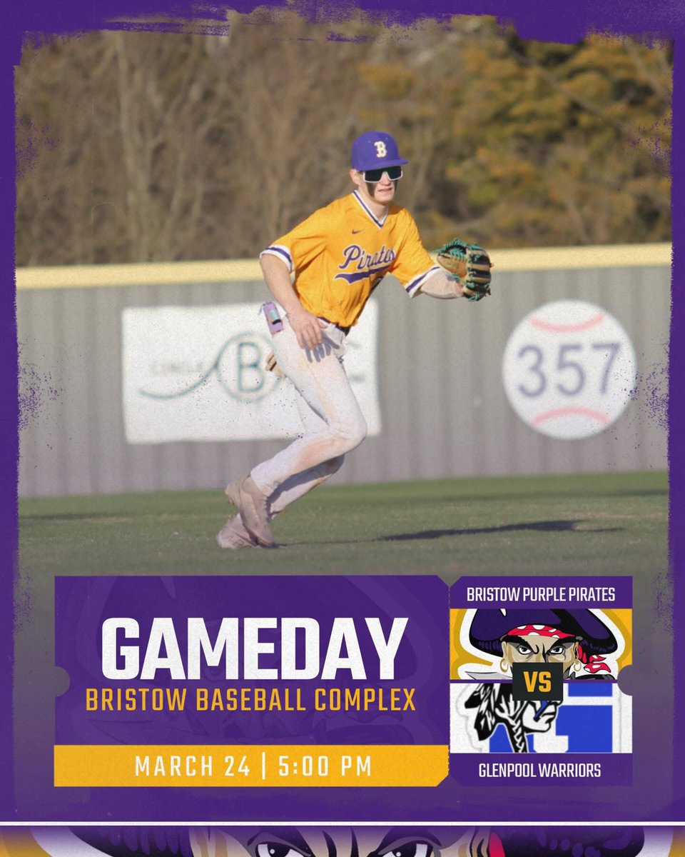 ⚾️

The Bristow Pirates take on the Glenpool Warriors at home tonight!

🕔 First pitch at 5:00 PM

Let’s fill the stands and cheer loud and proud! #ALLIN ☠️⚾️ #PirateBaseball #GameDay
<a href="/JavonFree/">Javon Freeman</a>