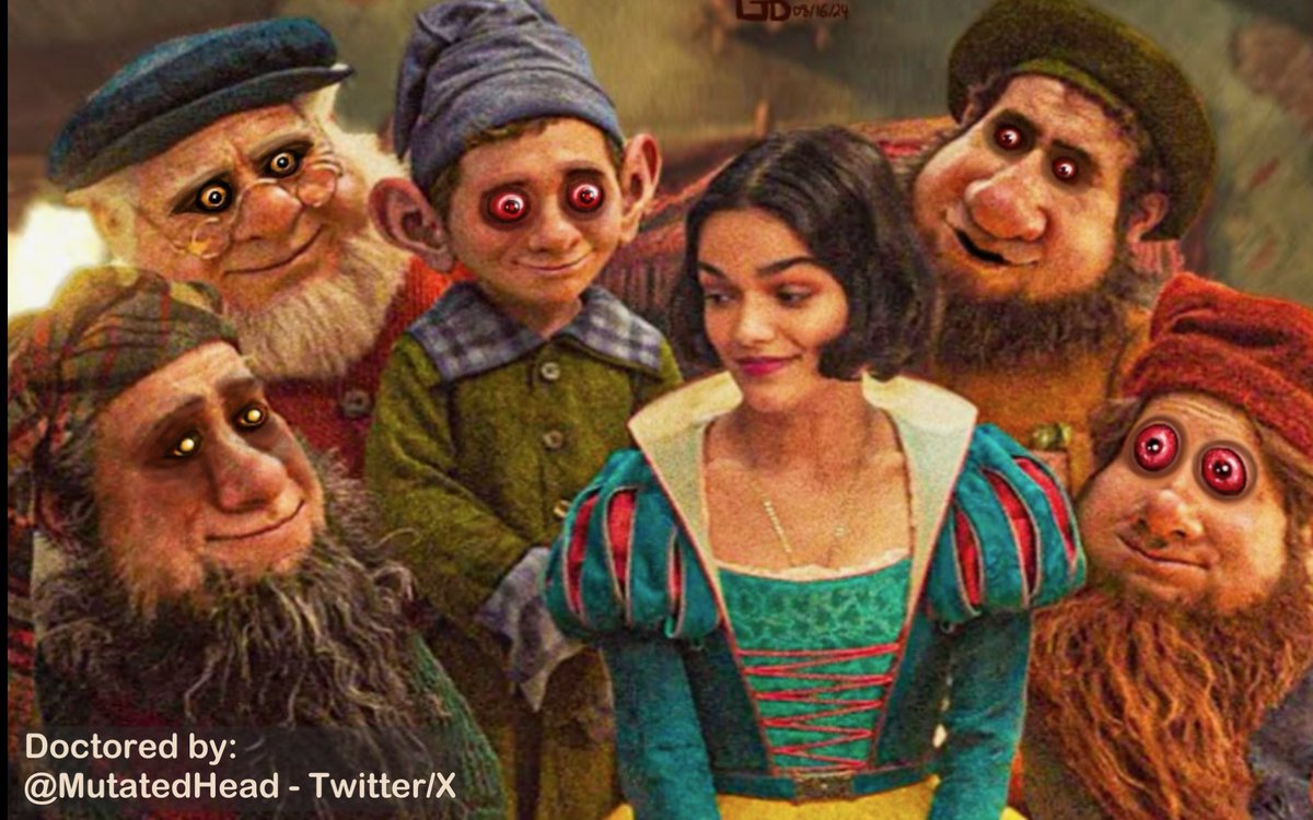 MutatedHead's tweet image. I did some painting and fixed some of the dwarves from #SnowWhite. Now they creep me out slightly less. Just slightly. Although, Dopey’s stare pre and post painting still haunts me. #artwork #painting #digitalart