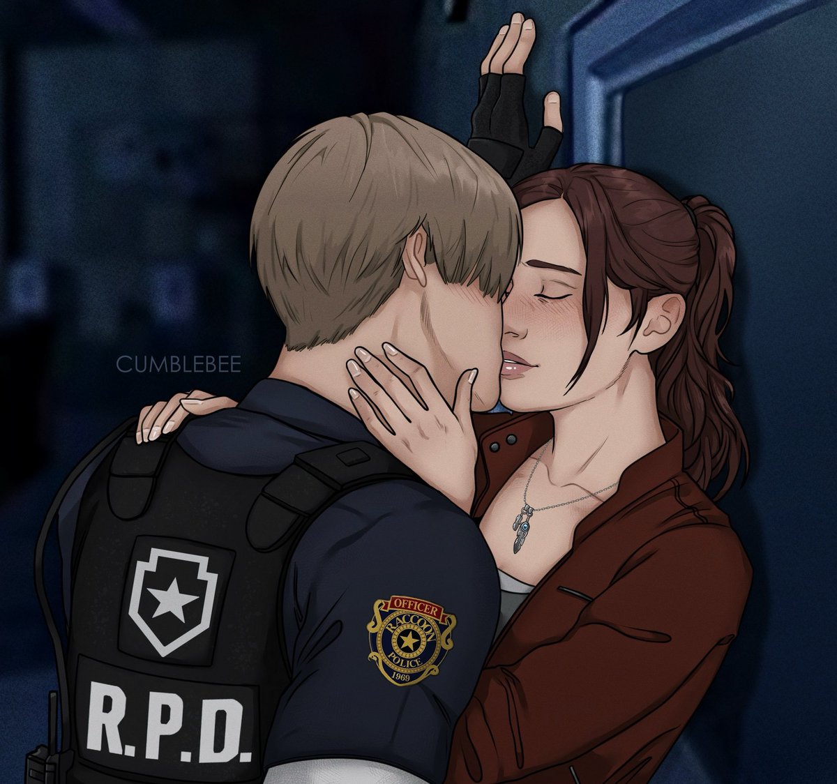 cumblebee's tweet image. Deleted cleon scene in RE2😌🤲🏻💕 #Cleon #LeonKennedy #ClaireRedfield  #rookieangel