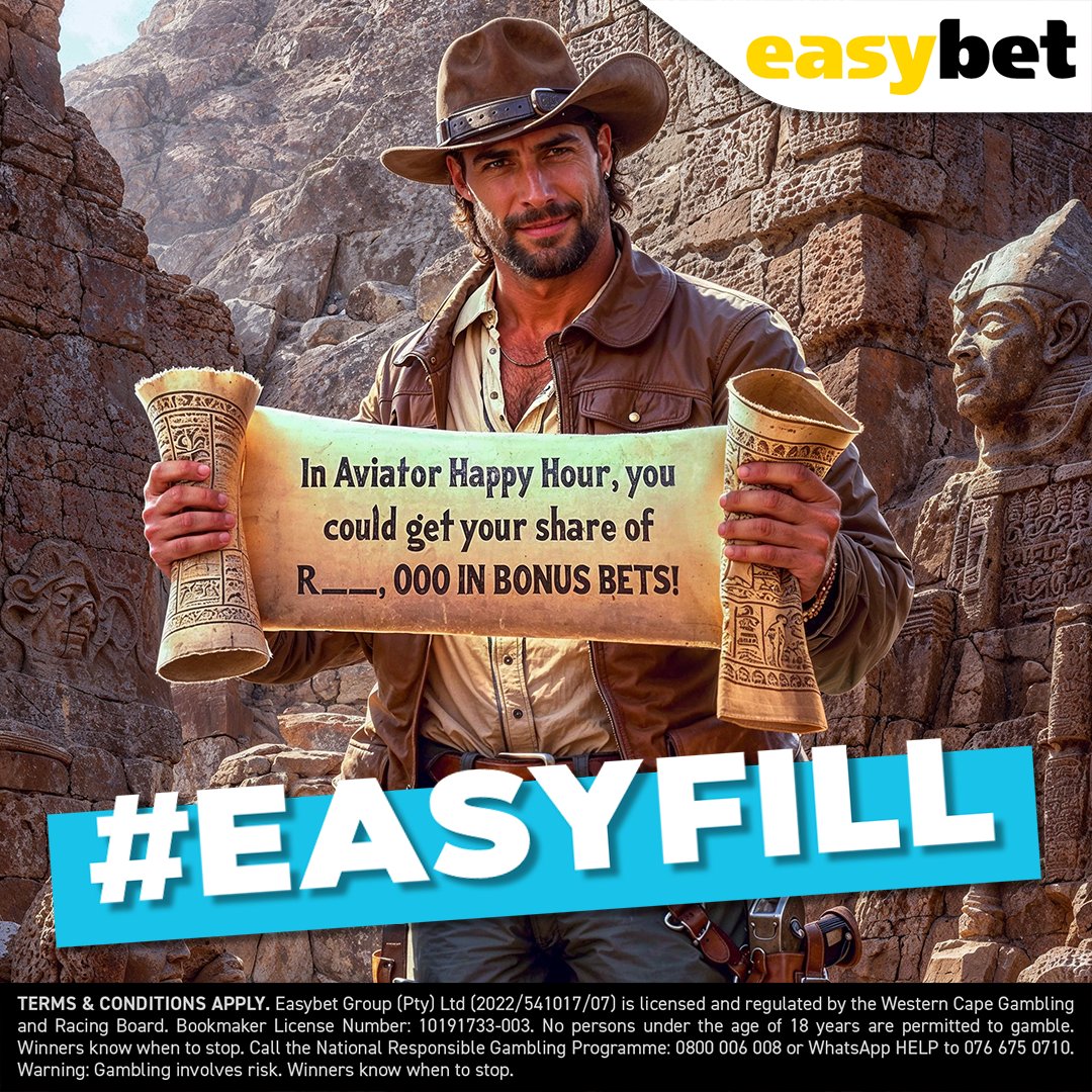 Easybet_SA's tweet photo. 🇪🇬 Today’s EasyFill stop: Egypt!
John Hunter’s scroll says:
“In Aviator Happy Hour, you could get your share of R__, 000 IN BONUS BETS!”
Fill in the missing number for a chance to win!
👇 Comment below & make sure you're following.
https://t.co/TlQmIaai2n
#EasyFill #AroundTheContinent #Egypt #Aviator #Easybet #WinBig
