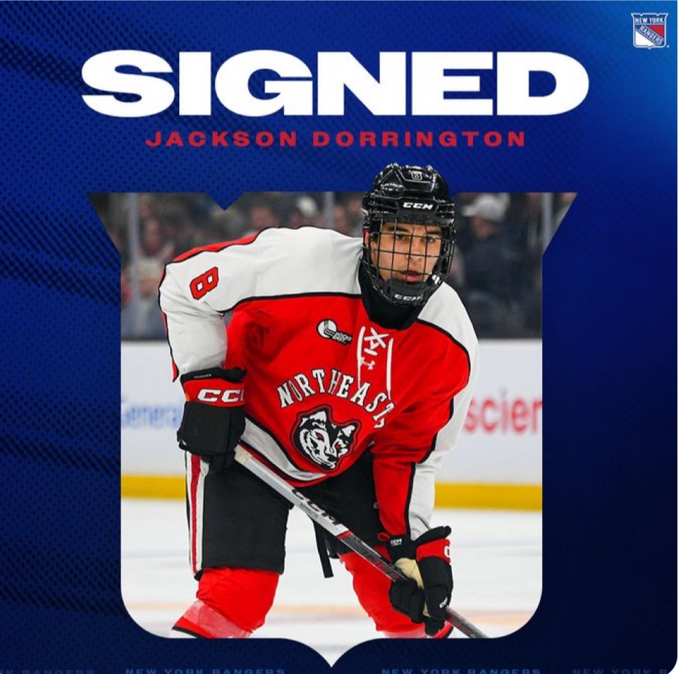 Congrats to 04 Alum Jackson Dorrington on signing with the ⁦<a href="/NYRangers/">New York Rangers</a>⁩