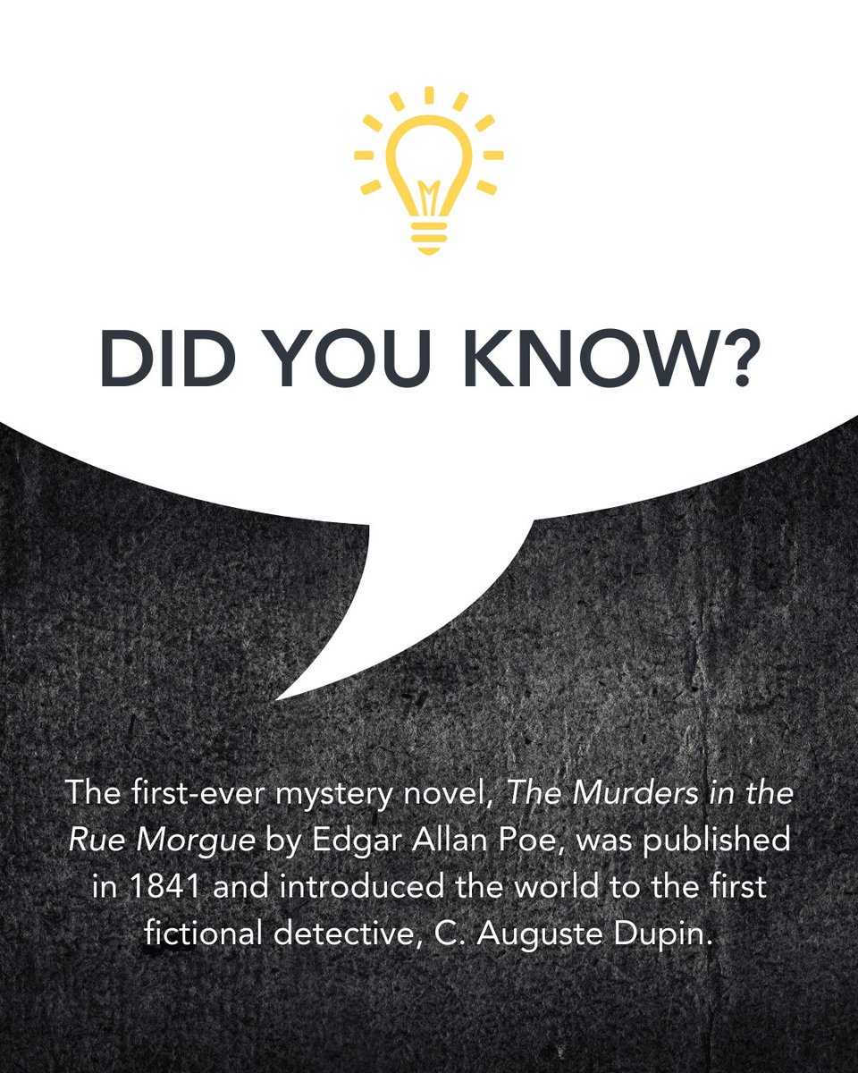As someone who loves mysteries, I often think back to the first-ever mystery novel, The Murders in the Rue Morgue by Edgar Allan Poe. Though the genre has evolved, the thrill of uncovering secrets remains timeless.

#BookTrivia