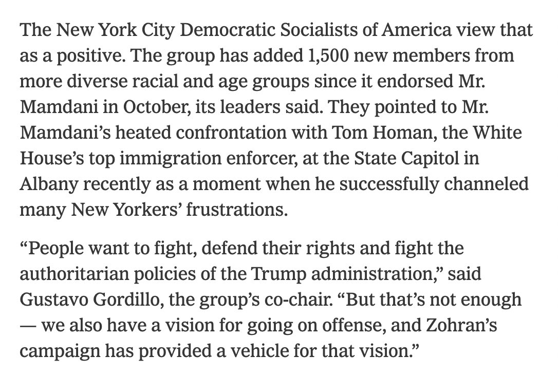 NYC-DSA 🌹 (@nycdsa) on Twitter photo Since NYC-DSA endorsed <a href="/ZohranKMamdani/">Zohran Kwame Mamdani</a> for Mayor, we’ve added 1500 new members!
Are you ready to take back working class power from the fascists gutting and looting our future? Join us 🌹 Since NYC-DSA endorsed <a href="/ZohranKMamdani/">Zohran Kwame Mamdani</a> for Mayor, we’ve added 1500 new members!
Are you ready to take back working class power from the fascists gutting and looting our future? Join us 🌹