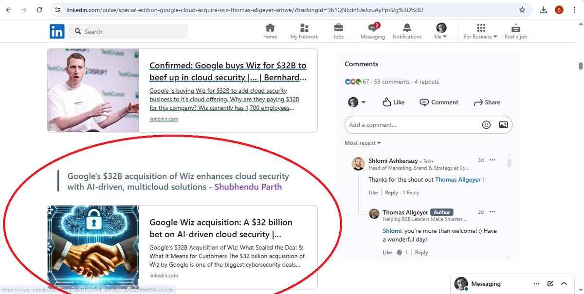 Great to see my <a href="/voicendata_/">Voice&Data</a>  story featured in <a href="/FrenusDe/">Thomas Allgeyer</a> roundup of 130 takes on Google Cloud’s $32B Wiz deal — a bold AI-cloud security bet.

📖 My story: voicendata.com/news/google-wi…

📌 Thomas’s post: linkedin.com/posts/thomas-a…
#GoogleCloud #Wiz #AI #CloudSecurity #VoiceandData