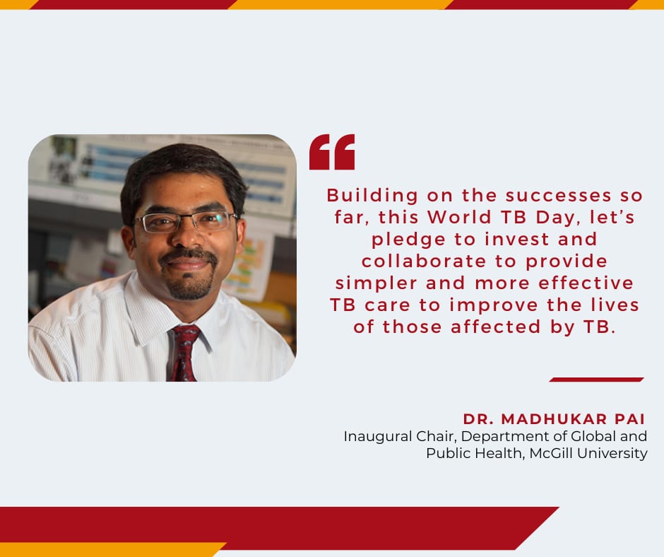 TB Harega Desh Jeetega (@tbhdj) on Twitter photo Dr. Madhukar Pai, Inaugural Chair of the Department of Global and Public Health at Mcgill University shares his thoughts on World TB Day 2025
#TBHaregaDeshJeetega <a href="/MoHFW_INDIA/">Ministry of Health</a> <a href="/TbDivision/">Central TB Division | #TBMuktBharat</a> Dr. Madhukar Pai, Inaugural Chair of the Department of Global and Public Health at Mcgill University shares his thoughts on World TB Day 2025
#TBHaregaDeshJeetega <a href="/MoHFW_INDIA/">Ministry of Health</a> <a href="/TbDivision/">Central TB Division | #TBMuktBharat</a>