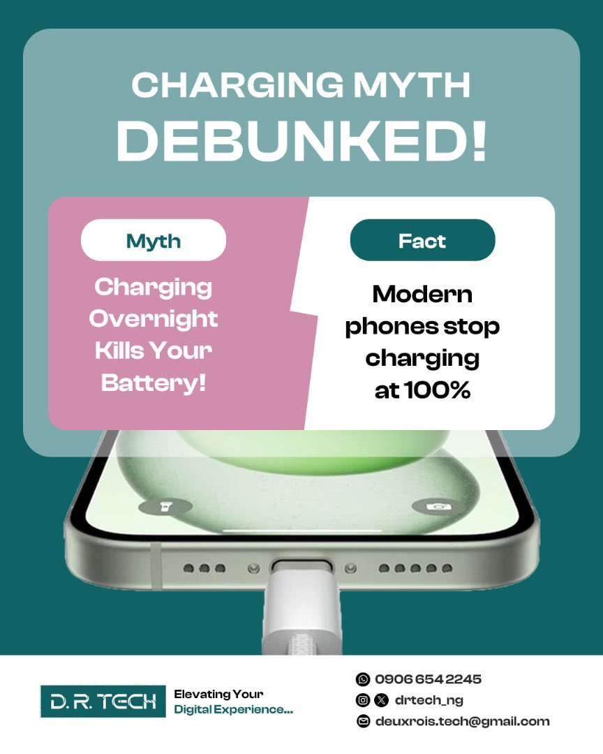 Stop believing everything your uncle's friend's cousin told you about charging!🙂‍↔️

Let's get real about battery health!

#DRTech #TechTips #Apple #Samsung #ChargingTips #explore