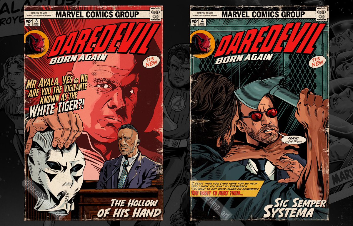 jacobcrump10's tweet image. DAREDEVIL : BORN AGAIN
Episodes 1-4 as Comics
@Daredevil @MarvelStudios @DisneyPlus @DisneyPlusUK @charliecoxbr @vincentdonofrio @kamardelosreyes @jonbernthalorg #Daredevil #DaredevilBornAgain #kingpin #punisher #whitetiger #marvel #marvelcomics #disney #disneyplus