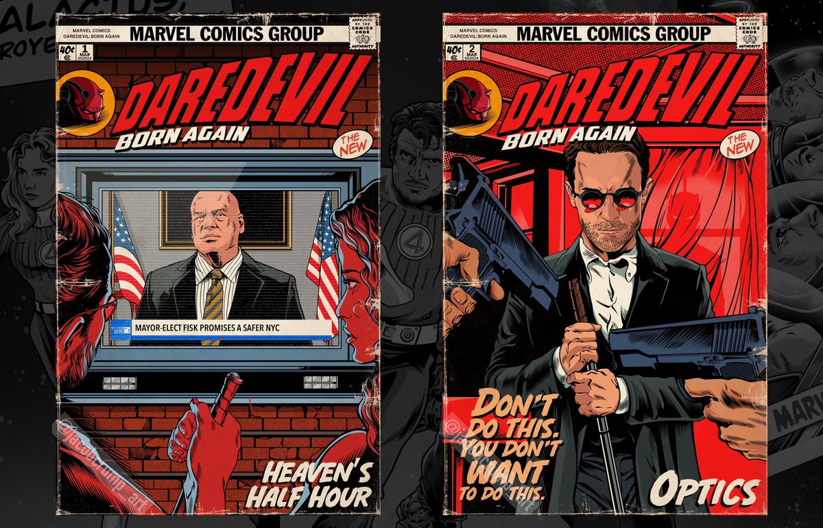 jacobcrump10's tweet image. DAREDEVIL : BORN AGAIN
Episodes 1-4 as Comics
@Daredevil @MarvelStudios @DisneyPlus @DisneyPlusUK @charliecoxbr @vincentdonofrio @kamardelosreyes @jonbernthalorg #Daredevil #DaredevilBornAgain #kingpin #punisher #whitetiger #marvel #marvelcomics #disney #disneyplus