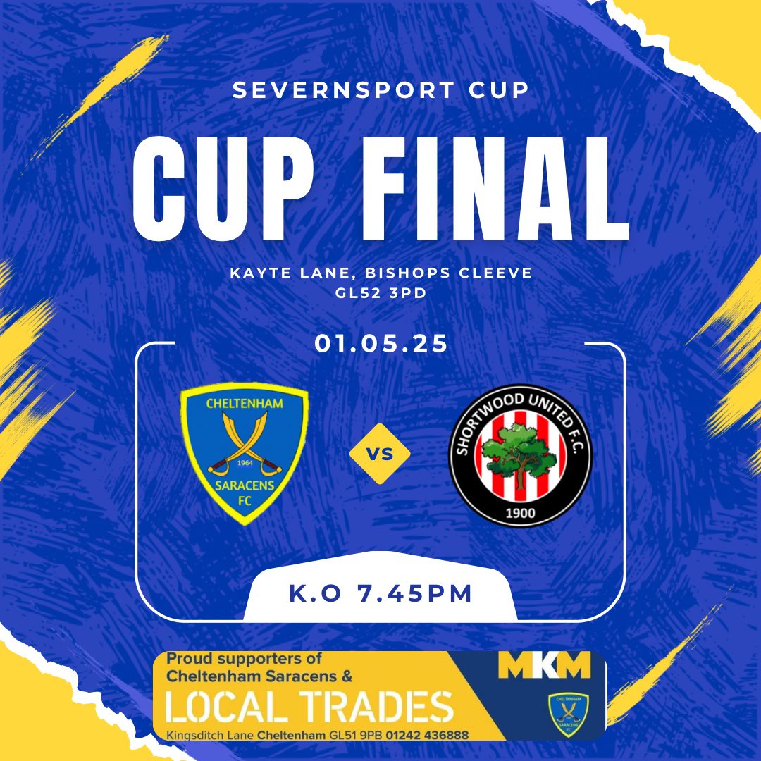 Cheltenham Saracens FC (@saracensfc) on Twitter photo π¨CUP FINALπ¨
Our U18s take on <a href="/ShortwoodUtdFC/">Shortwood Utd FC</a> in the final of the <a href="/SevernSport/">Severn Sport</a> cup on Thursday, May 1 at <a href="/BishopsCleeveFC/">Bishops Cleeve FC</a>βs home ground Kayte Lane.
Save the date!
#CSFC ππ π¨CUP FINALπ¨
Our U18s take on <a href="/ShortwoodUtdFC/">Shortwood Utd FC</a> in the final of the <a href="/SevernSport/">Severn Sport</a> cup on Thursday, May 1 at <a href="/BishopsCleeveFC/">Bishops Cleeve FC</a>βs home ground Kayte Lane.
Save the date!
#CSFC ππ