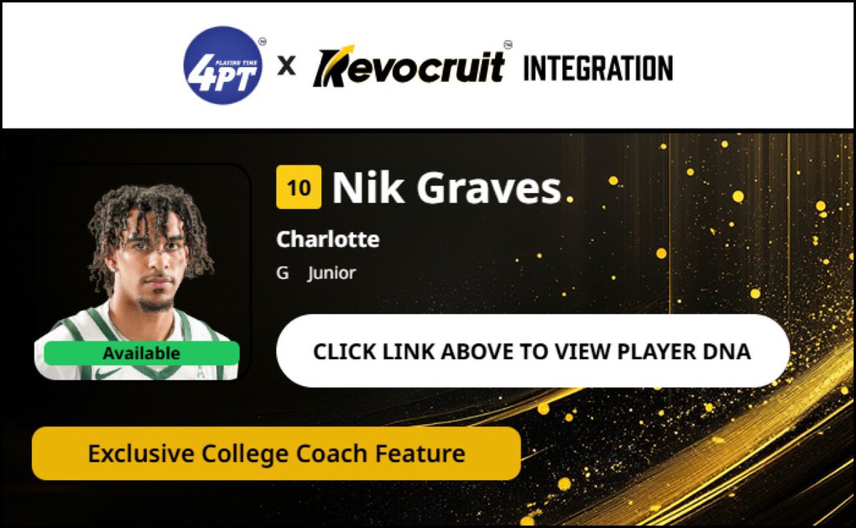 CBB Transfer Portal Spotlight

Nik Graves
6'3" 195
Guard
Charlotte 

2024-25 Stats (33 Games):
📊 17.5 PPG, 4.3 RPG, 2.7 APG, 42.0 FG%

Coach Exclusive Revocruit Player DNA:
🔗 applink.revocruitathlete.com/player/1701

#TP4PT #TransferPortal