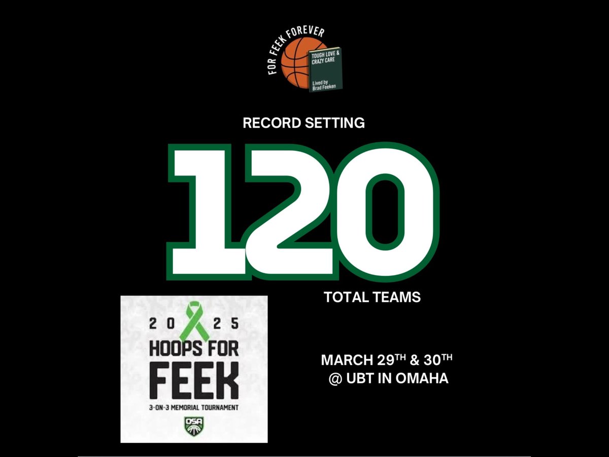 HoopsForFeek's tweet image. Record. Setting. Number.💚

This weekend is going to be amazing and we cannot wait!
Look for schedules to be posted on Tourney Machine in the next couple of days. See everyone at UBT this Saturday and Sunday!