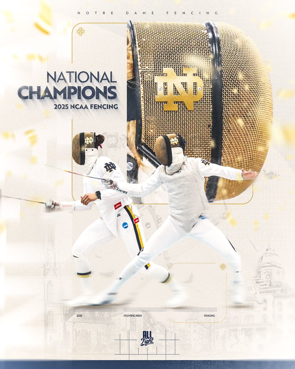 ICYMI: 🏆🏆🏆🏆🏆🏆🏆🏆🏆🏆🏆🏆🏆🏆

Notre Dame is back on top of the college fencing world, winning the 14th NCAA team national championship in program history on Sunday morning.

The Irish have now won four of the last five team national titles!

#GoIrish